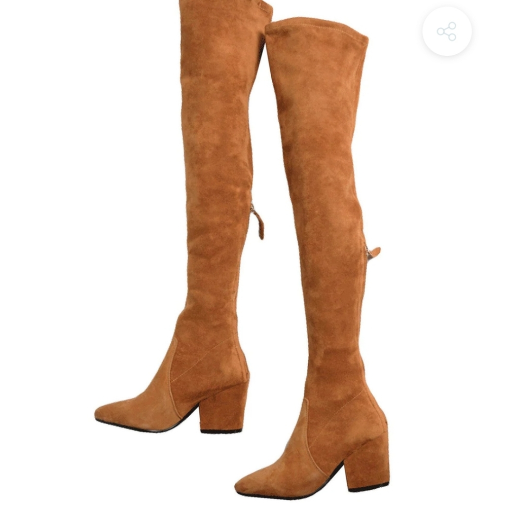 'MARLO' TAN OVER THE KNEE SUEDE LEATHER BOOTS